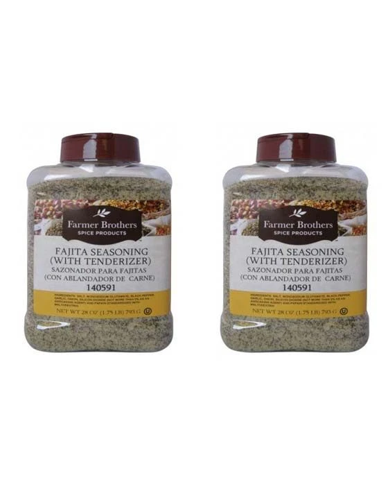 Farmer Brothers Fajita Seasoning (With Tenderizer), 1.75 Lb 2 Bottles 1 Farmer Brothers Fajita Seasoning (With Tenderizer), 1.75 Lb 2 Bottles