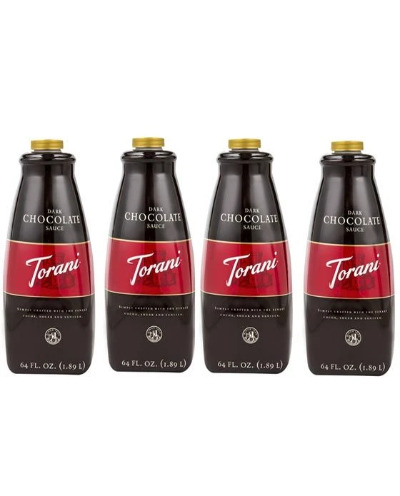 Torani Dark Chocolate Sauce, 4 Bottles/64 Oz Ea. Free Pump Included 1 Torani Dark Chocolate Sauce, 4 Bottles/64 Oz Ea. Free Pump Included