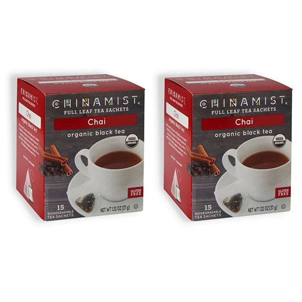 China Mist - Chai Organic Black Full Leaf Tea Sachet, 2 Boxes 15 Count Each 1 China Mist - Chai Organic Black Full Leaf Tea Sachet, 2 Boxes 15 Count Each
