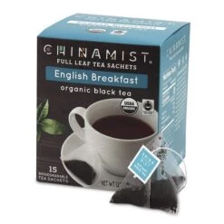 China Mist - English Breakfast Organic Black Full Leaf Tea Sachet, 2 Boxes 15 Count Each - Biodegradable And Individually Wrapped -Bunn Outlet Store china mist english breakfast organic black full leaf tea sachet 15 cnt 1box 1