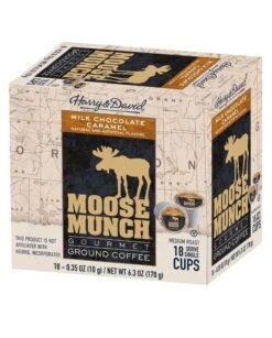 Harry & David Milk Chocolate Caramel Moose Munch Single-Serve Coffee 2/18 Count -Bunn Outlet Store harry david milk chocolate caramel moose munch single serve coffee