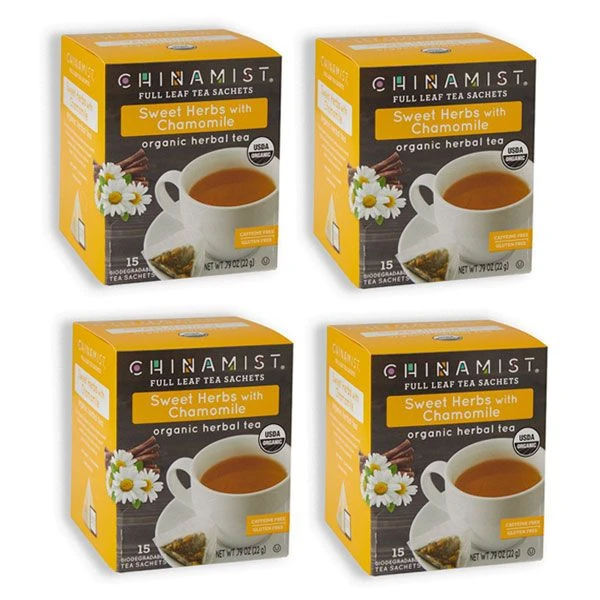 China Mist - Organic Sweet Herbs With Chamomile Herbal Tea Sachets, 4 Box 15 Count Each 1 China Mist - Organic Sweet Herbs With Chamomile Herbal Tea Sachets, 4 Box 15 Count Each