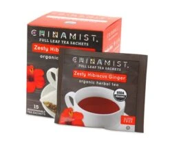 China Mist - Zesty Hibiscus Ginger Organic Black Full Leaf Tea Sachet, 6 Boxes 15 Count Each -Bunn Outlet Store zestyhibiscusginger teasachets box 730x616 1 1 1